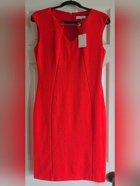 Calvin Klein Red Dress With Gold Accent